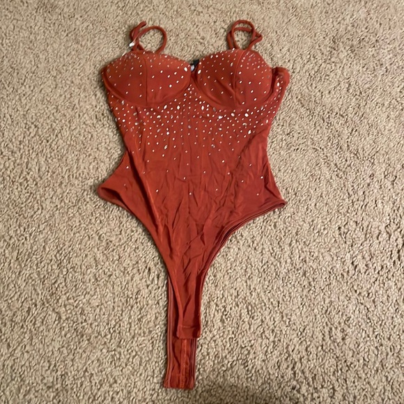 Tops - Brand new with tags - burnt orange sparkly sheer body suit